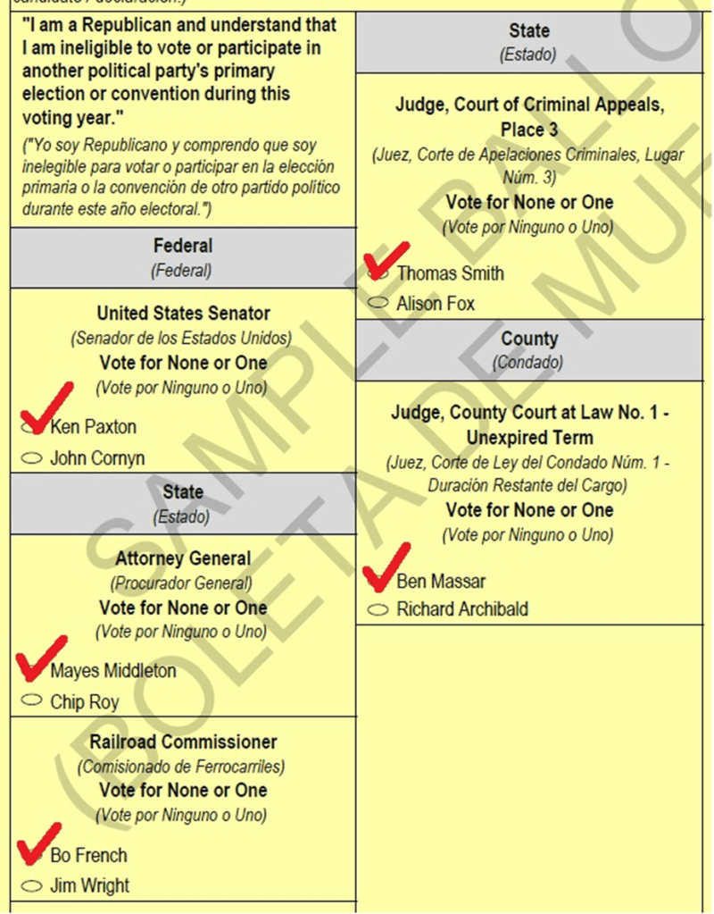 Votes are permitted to use printed materials while in a voting booth. 

Cell phones are expressly forbidden. 